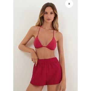 VIX by Paula Hermanny Lana Short in Red Summerwine size Small NEW 100% Cotton